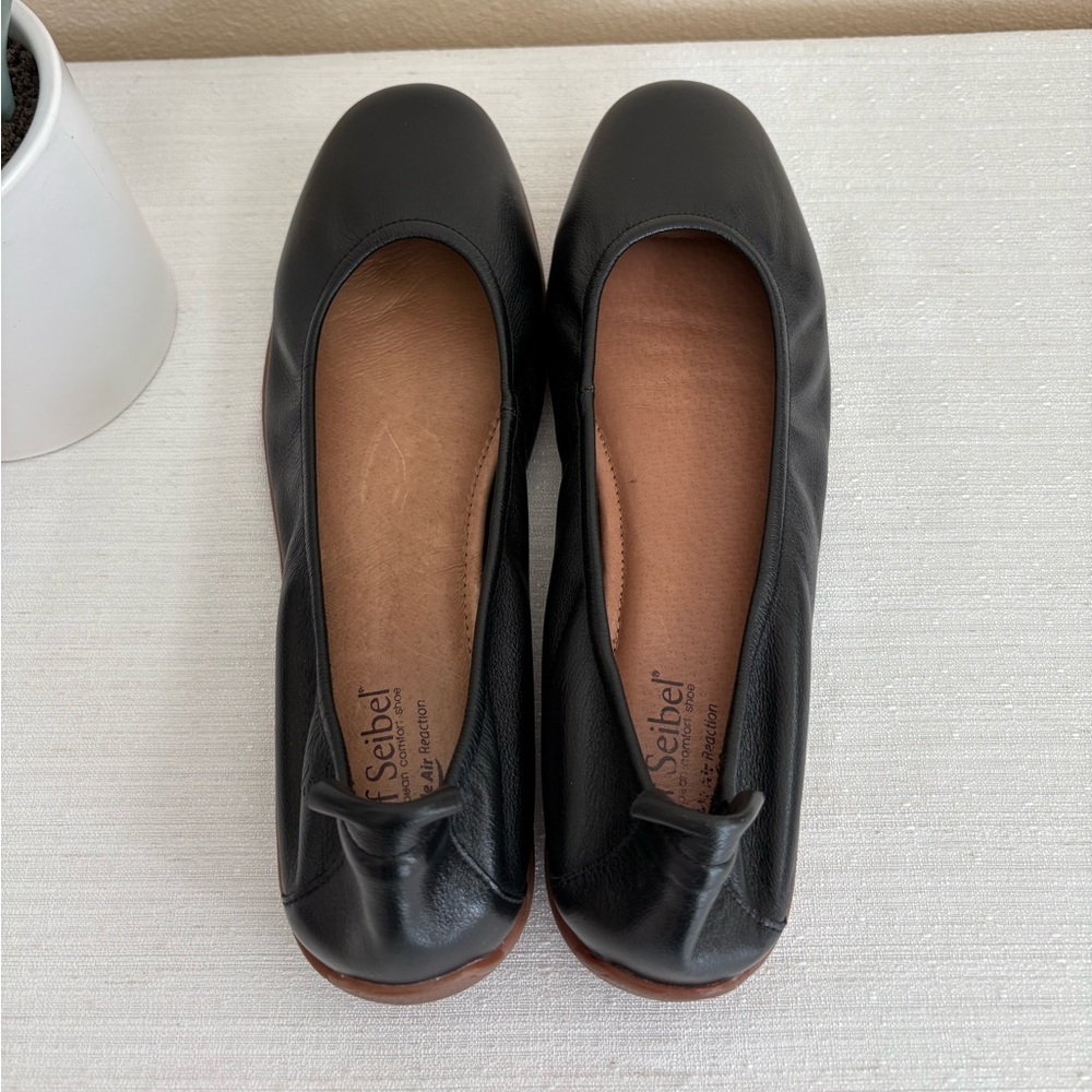 New Josef Seibel Black Leather Flexible Ballet Flats Women’s EU41 US9.5 - Picture 9 of 13